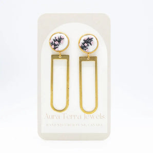 Floral U Embroidered Dangle Earrings By Aura Terra Jewels