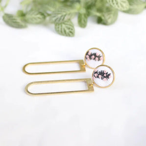 Floral U Embroidered Dangle Earrings By Aura Terra Jewels