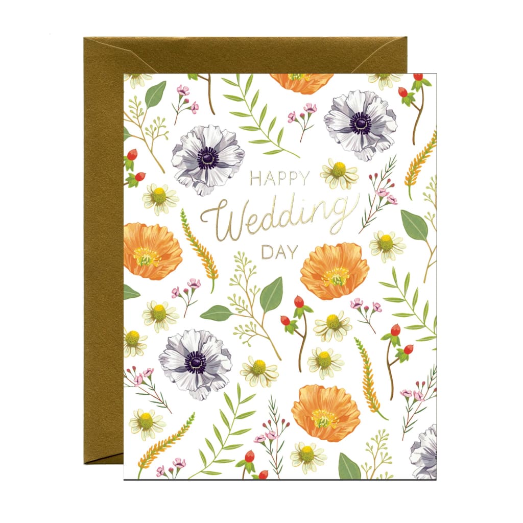 Flower Wedding Foil Card By Yeppie Paper