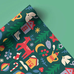 Folk Holiday Gift Wrap Sheet By Paperole