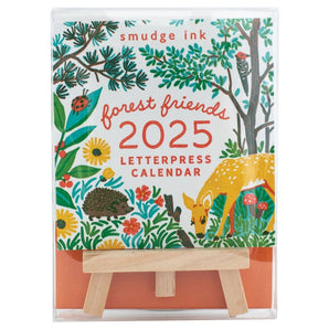 Forest Friends Letterpress 2025 Desk Calendar By Smudge Ink