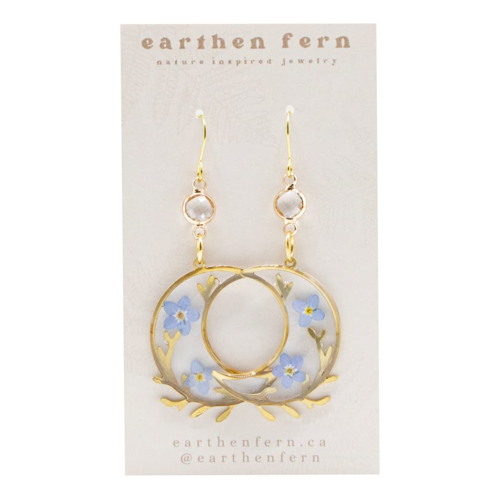 Forget-Me-Not Moon Dangle Resin Earrings By Earthen Fern