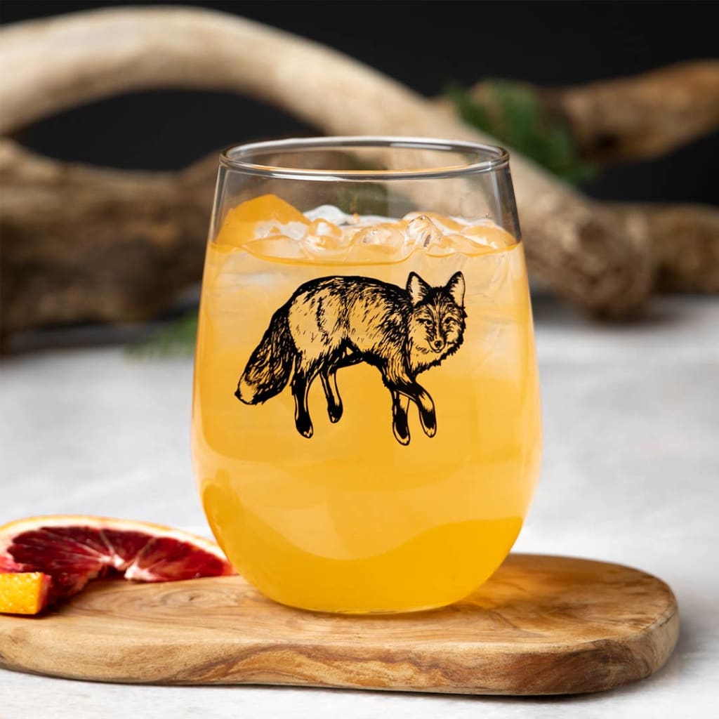Fox Stemless Wine Glass By Counter Couture