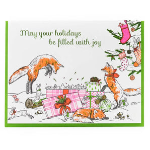 Foxes’ Christmas Morning Foil Card By Porchlight Press