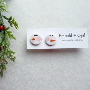 Frosty Snowman Stud Earrings By Emerald and Opal