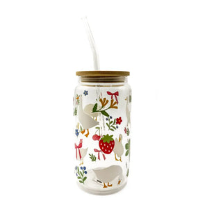 Geese Glass Cup w/ Lid & Straw By Glitter Paper Scissors