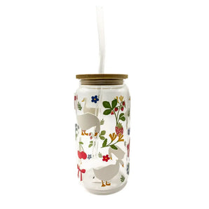 Geese Glass Cup w/ Lid & Straw By Glitter Paper Scissors