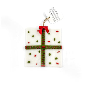 Glass Holiday Present Ornament (various designs)