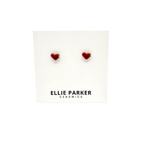 Gold Accent Heart Studs (various colours) By Ellie Parker