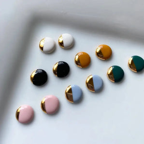 Gold Accent Round Studs (various colours) By Ellie Parker