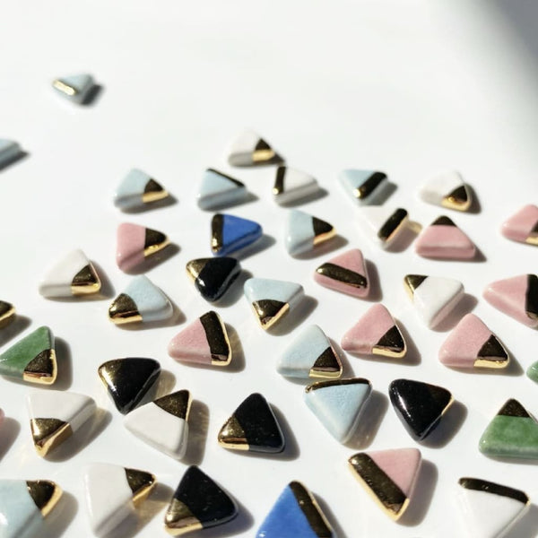Gold Accent Triangle Studs (various colours) By Ellie Parker