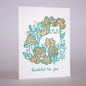 Grateful Cat Card By Fugu Press