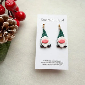 Green Gnomes Dangle Earrings By Emerald and Opal