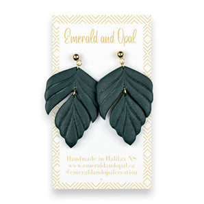 Green Leaf Dangle Earrings By Emerald and Opal