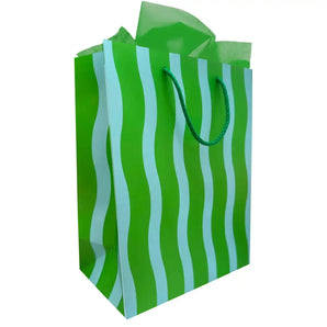 Green Stripe Medium Gift Bag By The Social Type
