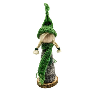 Green Toque Cozy Winter Figurine Sculpture By Magic of Wool