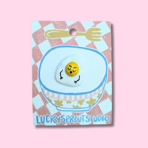 Grumpy Egg Clay Pin By Lucky Sprout Studio