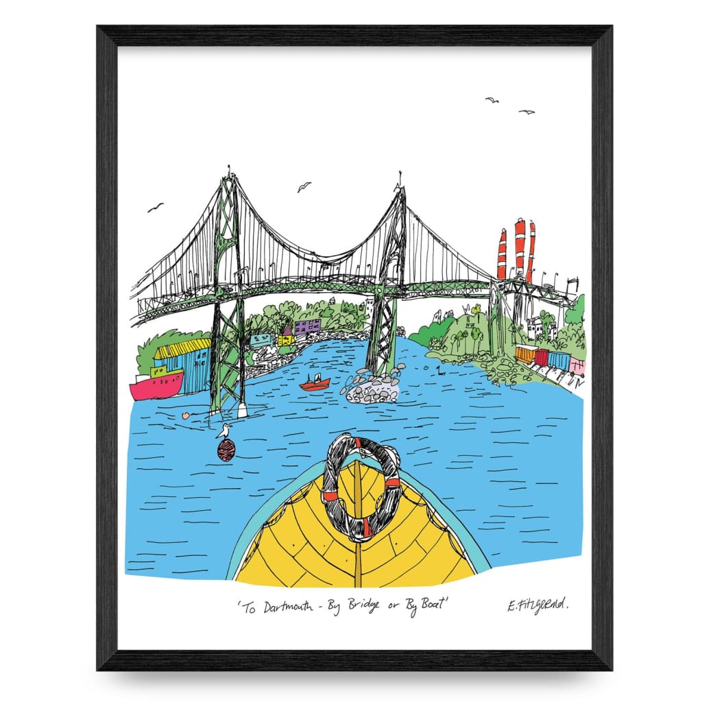 Halifax-Dartmouth Bridge Blue Harbour 8.5x11 Print By Emma