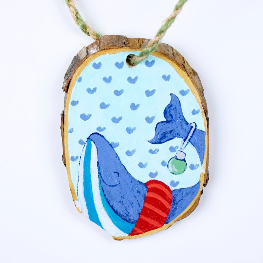 Hand Painted Whale Ornament By Hop & Flop