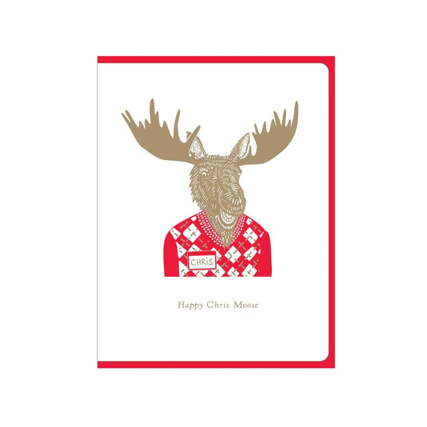 Happy Chris Moose Card By Dogwood Letterpress