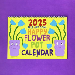 Happy Flower Pot 2025 Wall Calendar By Able and Game