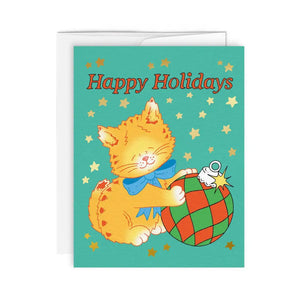 Happy Holiday Kitty Foil Card By Paperole