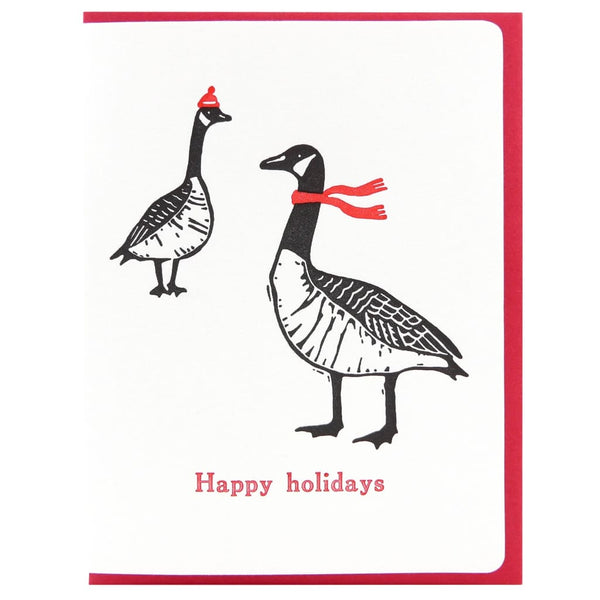Happy Holidays Geese Card By Dogwood Letterpress