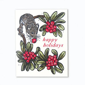 Happy Holidays Mouse Card By Hawk and Rose Press