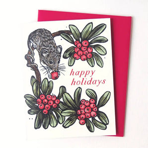 Happy Holidays Mouse Card By Hawk and Rose Press