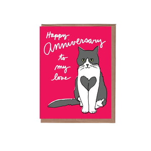 Heart Cat Anniversary Card By La Familia Green