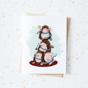 Hedgehog Holiday Tree Card By Hop & Flop