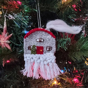 Holiday Cottage Woven Ornament By The Gentle Coast