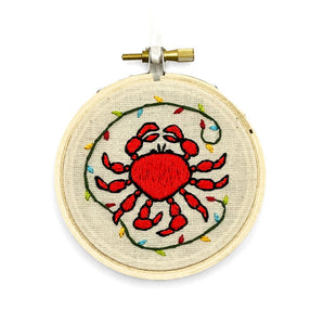 Holiday Crab Embroidery By Katiebette