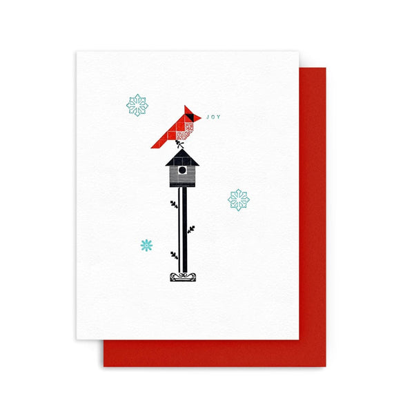 Holiday Joy Cardinal Birdhouse Card By Arquoise Press