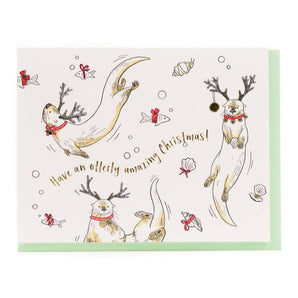 Holiday Otters Foil Card By Porchlight Press