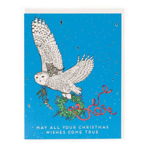 Holiday Owl and Kitty Foil Card By Porchlight Press