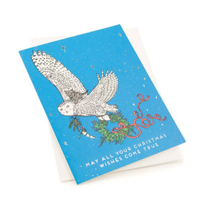 Holiday Owl & Kitty Foil Card By Porchlight Press