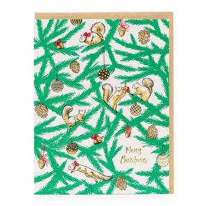 Holiday Squirrel Foil Card By Porchlight Press