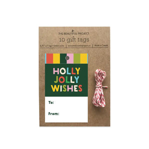 Holly Jolly Wishes Stripes Gift Tags Set (10)