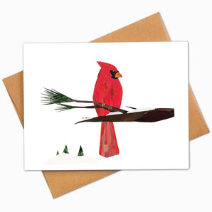 Horizontal Winter Cardinal Card By A. K. Doak