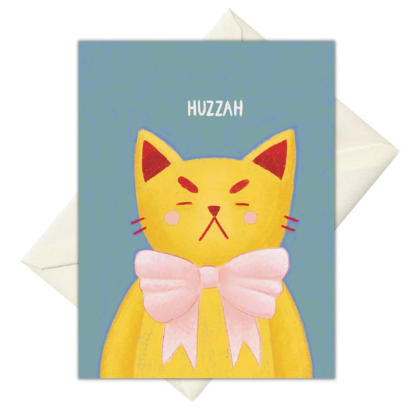 Huzzah Cat Card By Lucky Sprout Studio