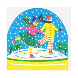 Ice Skaters Snow Globe Card By The Printed Peanut