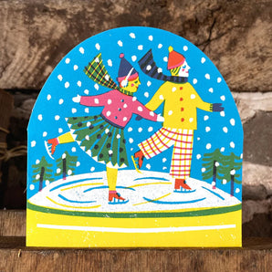 Ice Skaters Snow Globe Card By The Printed Peanut