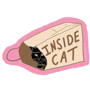 Inside Cat Sticker By La Familia Green