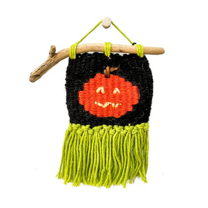 Jack O Lantern Mini Woven Wall Hanging By The Gentle Coast