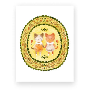 Kitty Sisters 8x10 Print By Lucky Sprout Studio