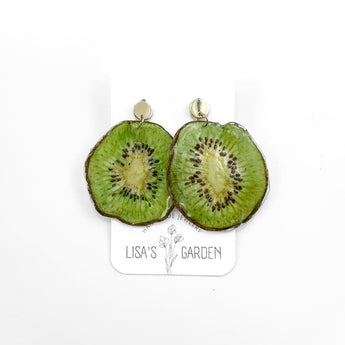 Kiwi Resin Dangle Stud Earrings By Lisa’s Garden