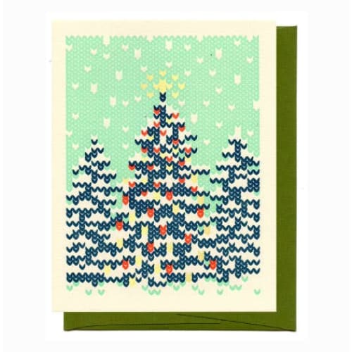 Knitted Holiday Tree Foil Card By Kiss The Paper
