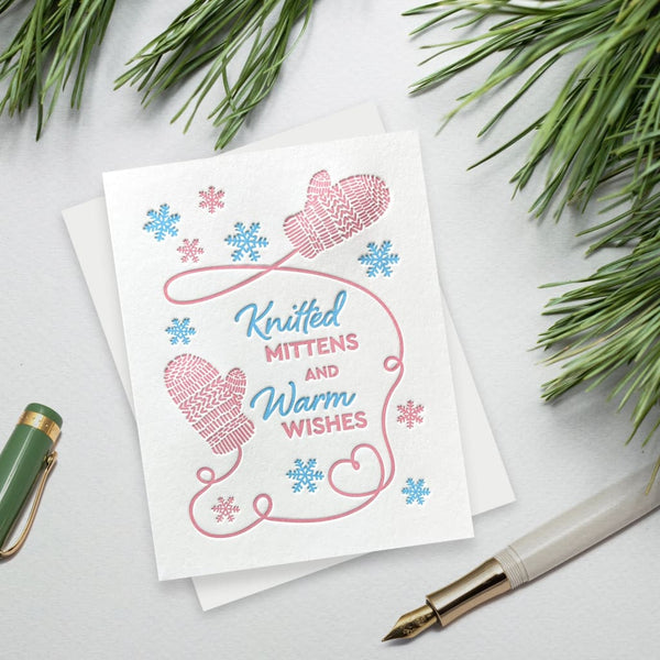 Knitted Mittens Card By Inkwell Originals