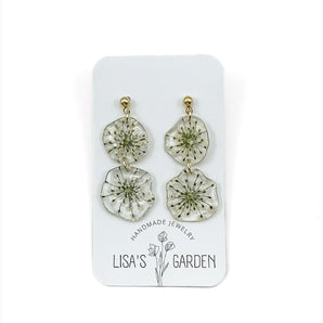Lace Flower Resin Dangle Stud Earrings By Lisa’s Garden